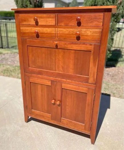 Ethan Allen drawered high chest with drop front desk
