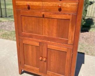 Ethan Allen drawered high chest with drop front desk