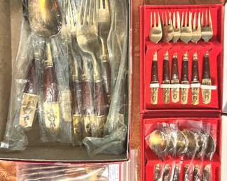 Thai bronze and wood flatware
