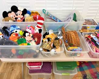 Stuffed animals, toys, Barbies, puzzles, etc.