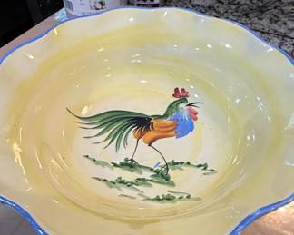 Boulevard Hand Painted Rooster Serving Bowl