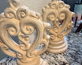 Pair of Late th Century Rococo Baroque Cast Resin Acanthus Leaf with Filigree Scroll Work Bookends