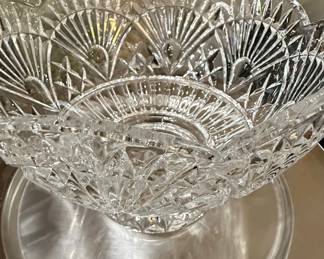 American Brilliant Period Cut Glass Hobstar and Fan Bowl