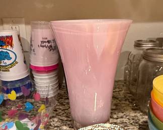 Vintage Pink Cased Glass Vase