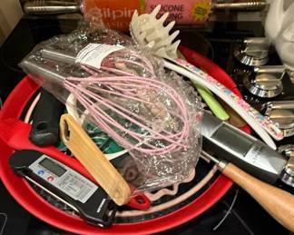 Assorted Kitchen Utensil Lot with Silpin Rolling Pin