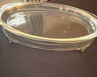 Pyrex Glass Casserole Dish with SilverPlated Holder