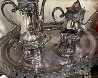 Wallace Baroque Silverplate Tea and Coffee Service