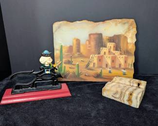 Stone Slab Pieces with Cast Iron Nut Cracker