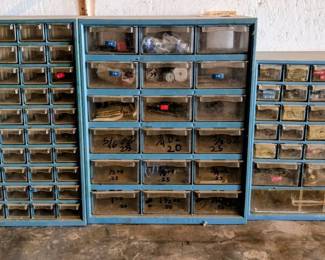 Three Vintage Multi Drawer Metal Organizers