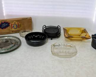 Vintage Ashtrays, Cigar Box Coasters