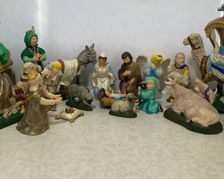 Large Hand painted Ceramic Nativity Set