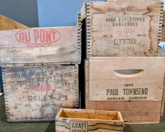 4 Vintage Large Wooden Crates 1 Small