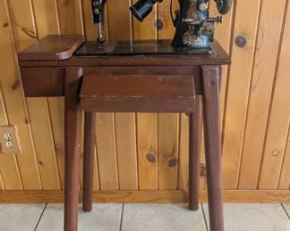 Antique Singer Sewing Machine with Handmade Stand