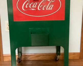 Coca Cola Metal Cooler on Wheels
