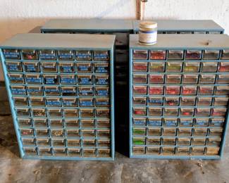 Four Multi Metal Drawer Organizers with Fishing Lure Making Supplies