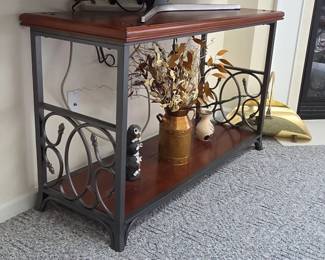 Wood and Metal Console Table with Scrollwork second image