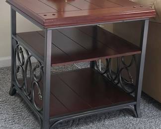 Metal and wood end table