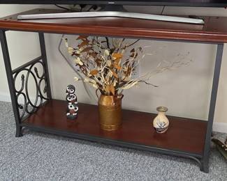 Wood and Metal Console Table with Scrollwork