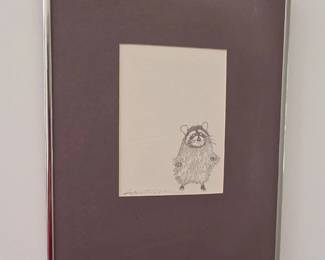 Gwen Frostic Raccoon Block Print