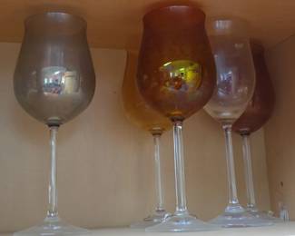 Large Amber Wine Goblets