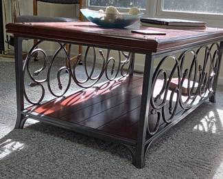 Wood and Metal Scroll Coffee Table second image
