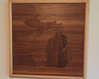 Michigan Wood Map Art