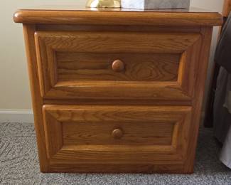 Oak Two Drawer Nightstand