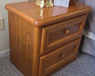 Oak Two Drawer Nightstand second image