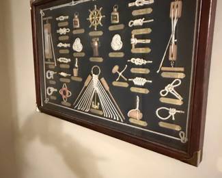 Vintage Nautical Knot Display Board with Brass Accents
