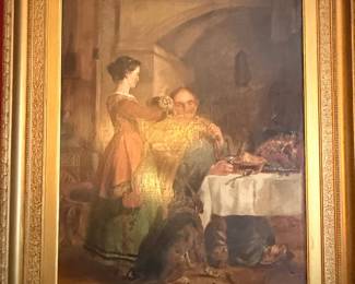 19th Century Genre Painting, Interior Scene with Figures, possibly by H. Jonas