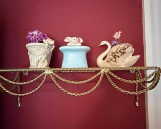 Vintage Italian Gilt Rope and Tassel Wall Shelves (Pair)
