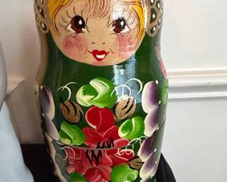 Green Floral Matryoshka Nesting Doll