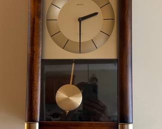 Seiko QXH068ZLH Cherry Mid-Century Modern Chiming Wall Clock