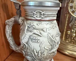 1988 Avon "Ducks of the American Wilderness" Ceramic Beer Stein with Pewter Lid