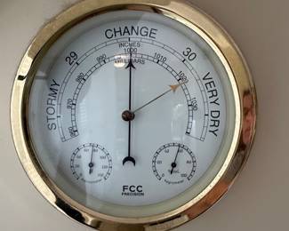FCC Precision Brass Barometer and Quartz Clock Set