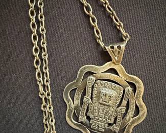Peruvian Sterling Silver Viracocha Pendant Necklace