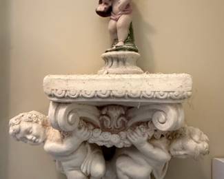 Vintage Cherub Wall Bracket with Figurine Set