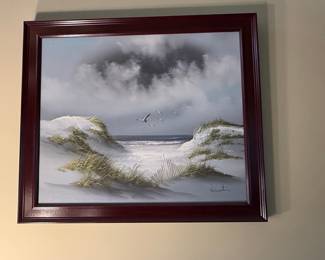 Winston Coastal Landscape Oil Painting with Seagulls and Dunes