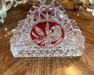 Hofbauer Byrdes Ruby Crystal Napkin Holder