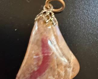 Rhodonite and Gold Pendant