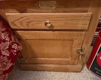 White Clad Simmons Hardware Co. Oak Ice Box Cabinet