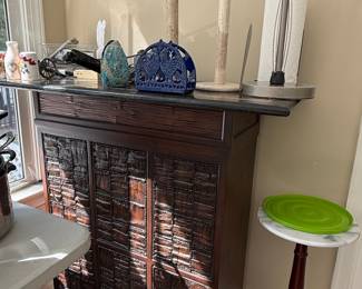 Tropical Style Woven Texture Bar Cabinet