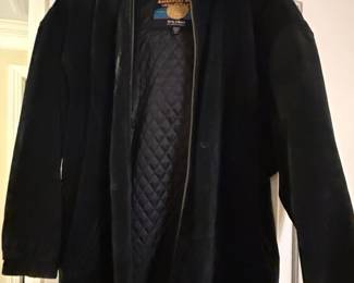 Wilsons Adventure Bound Black Suede Leather Jacket with Faux Fur Hood