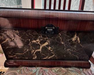 Vintage Faux Marble and Wood Keepsake Box