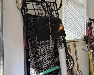 Vintage Folding Utility Grocery Cart with Green Frame