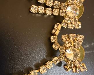 Vintage Rhinestone Bow Drop Earrings