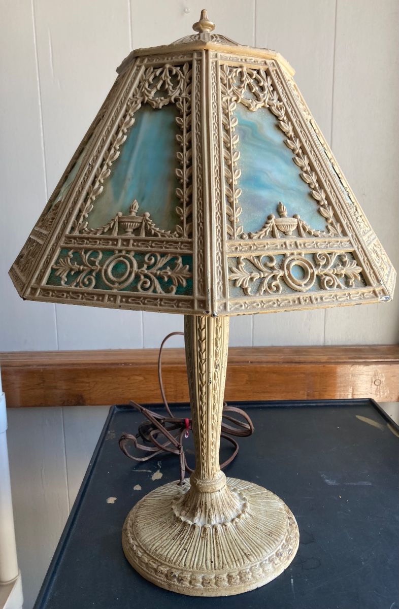 Antique Miller Slag glass lamp 