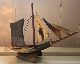 Ship sailboat made from cattle horn