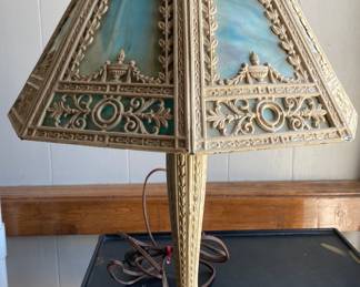 Antique Miller Slag glass lamp