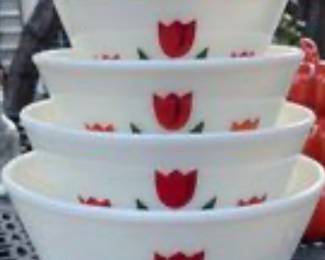 Vintage Fire King Tulip mixing bowls